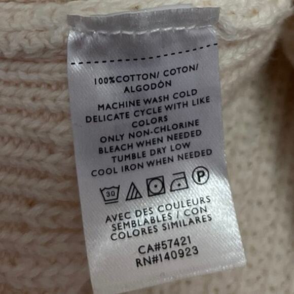 Ann Taylor LOFT Cream Ribbed Knit Long Sleeve Button Up Cardigan Sweater Top XS - Picture 4 of 4